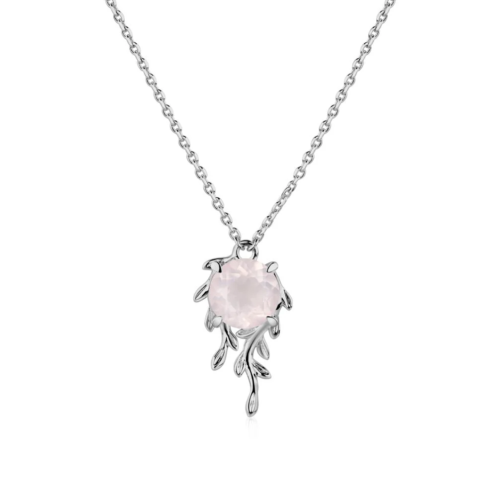 Round Cut Rose Quartz Necklace - Image 8