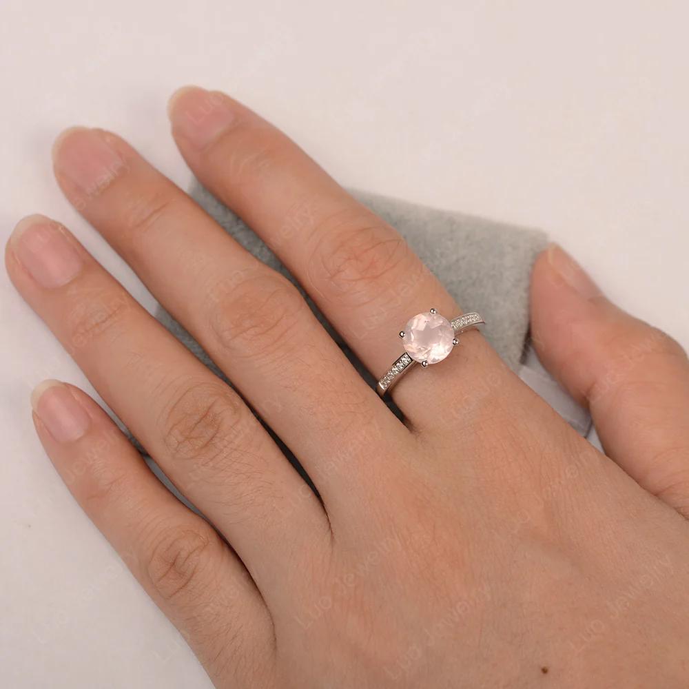 Round Cut Rose Quartz Ring - Image 2