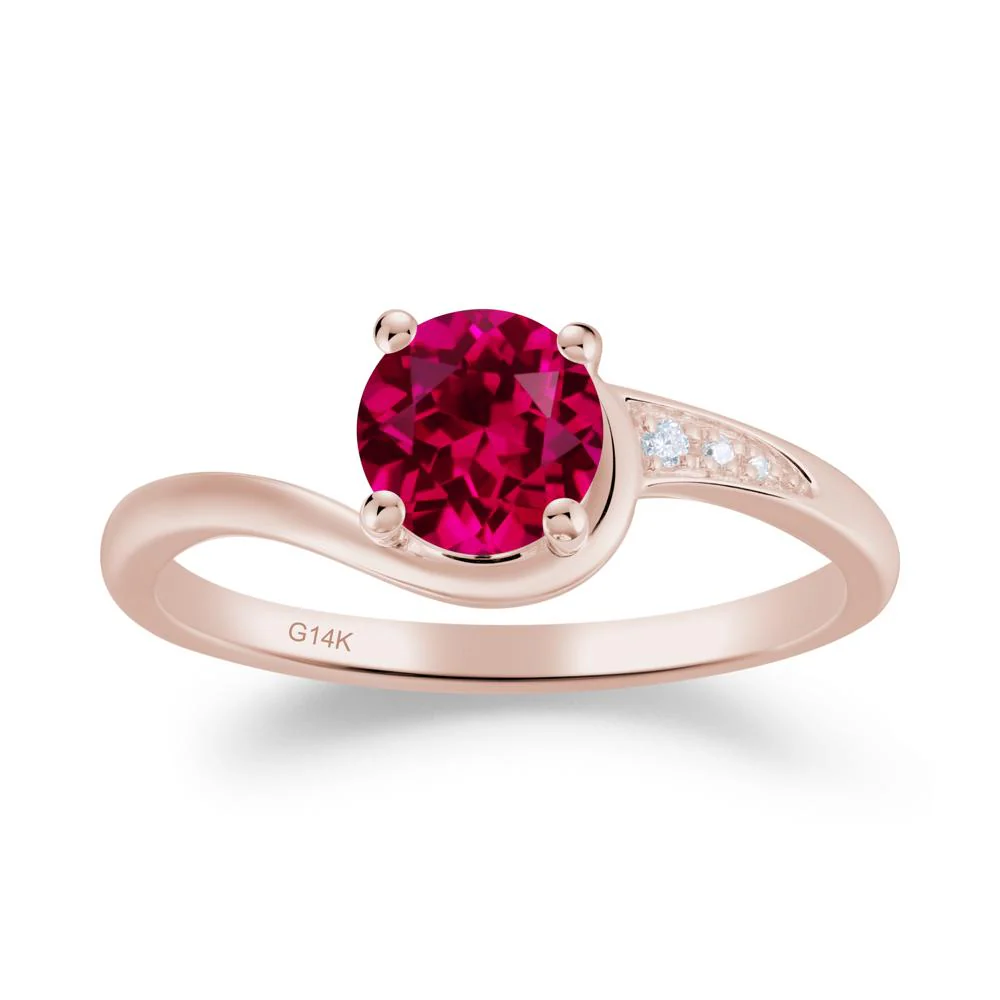 Round Cut Ruby Bypass Ring