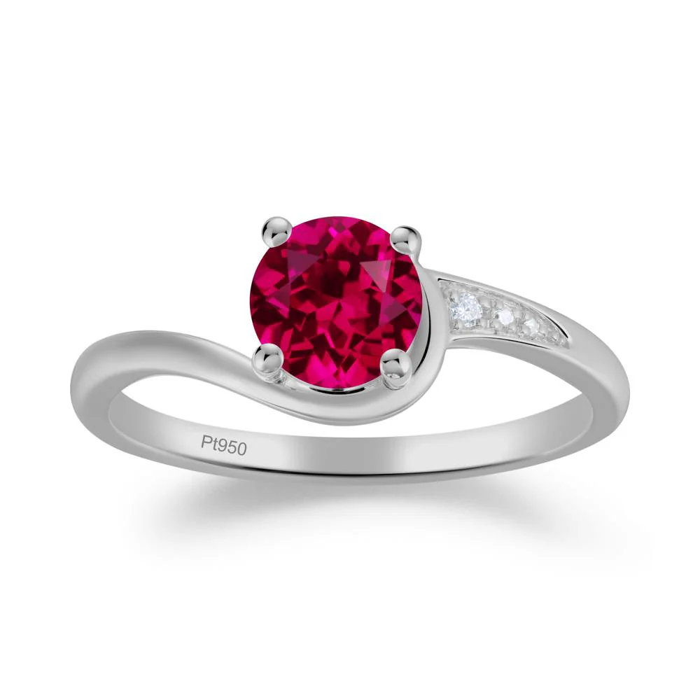 Round Cut Ruby Bypass Ring - Image 2