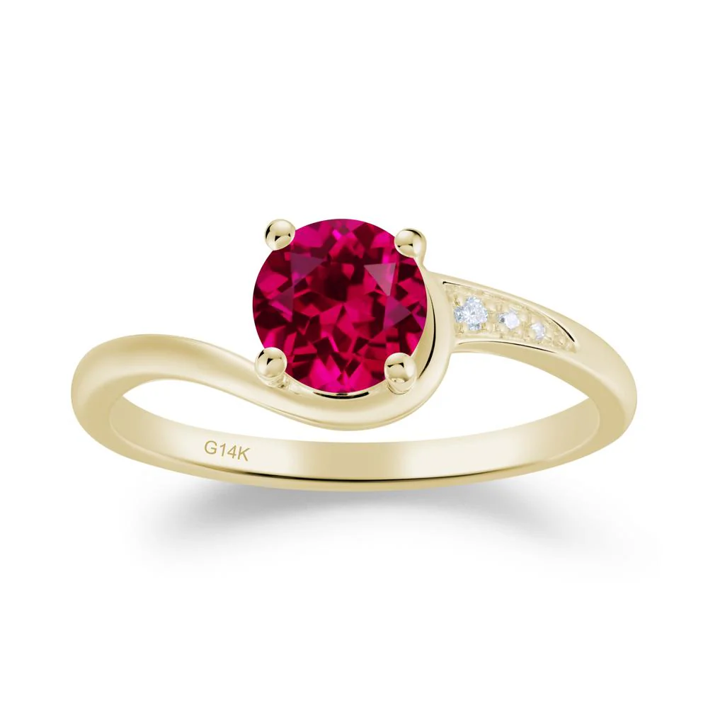 Round Cut Ruby Bypass Ring - Image 4