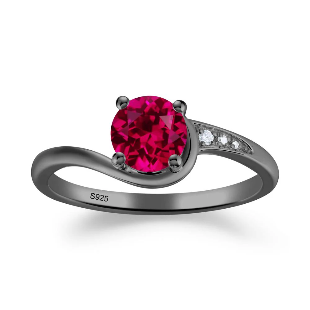 Round Cut Ruby Bypass Ring - Image 5