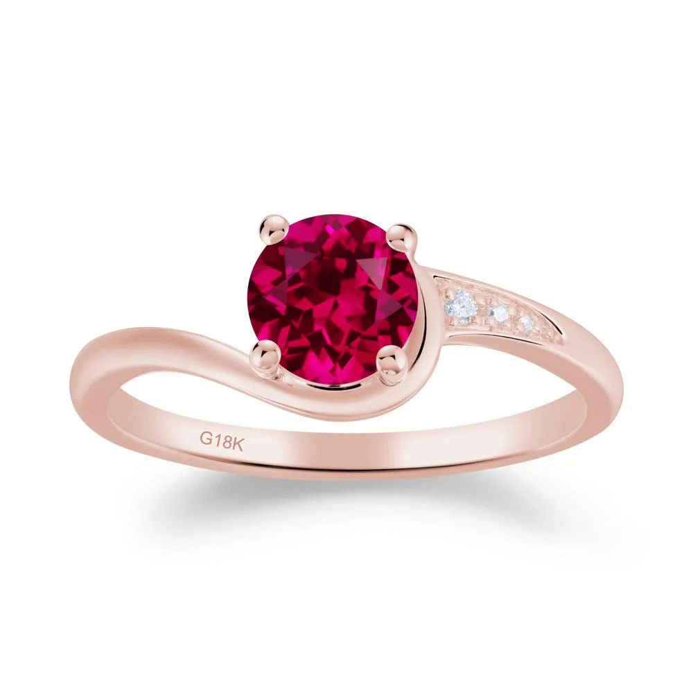 Round Cut Ruby Bypass Ring - Image 6