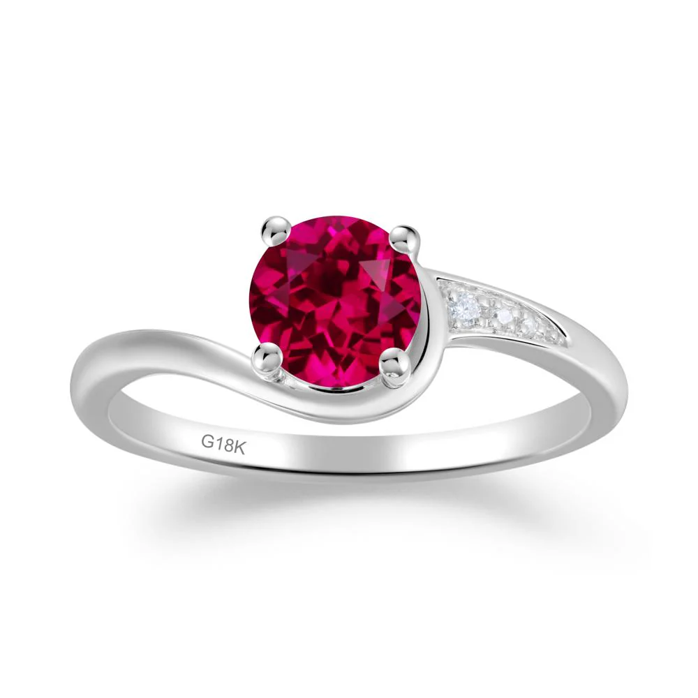 Round Cut Ruby Bypass Ring - Image 7