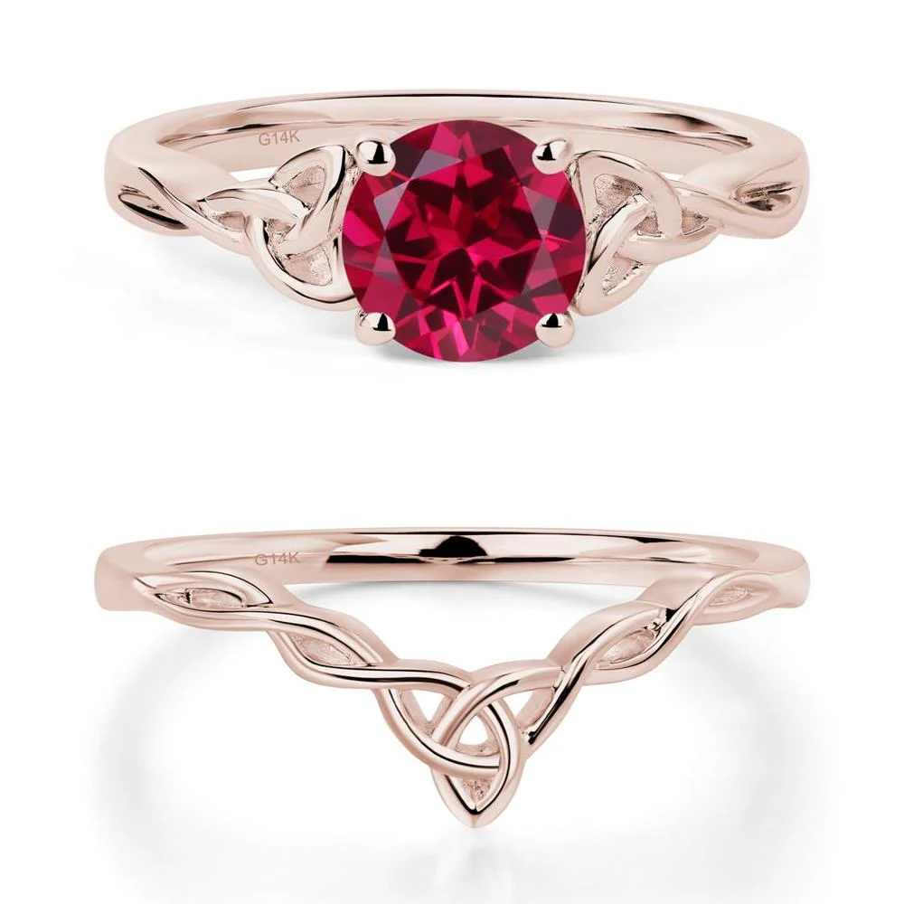 Round Cut Ruby Celtic Ring - Image 11
