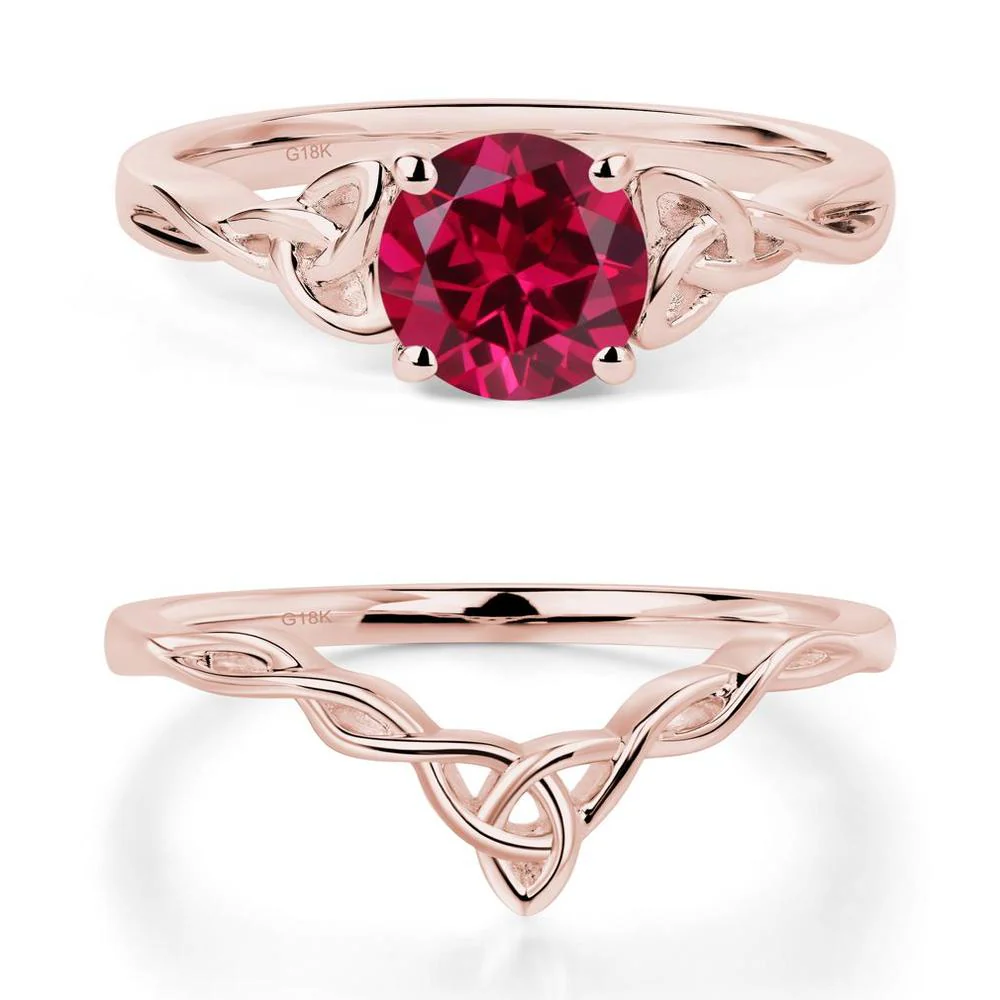 Round Cut Ruby Celtic Ring - Image 17