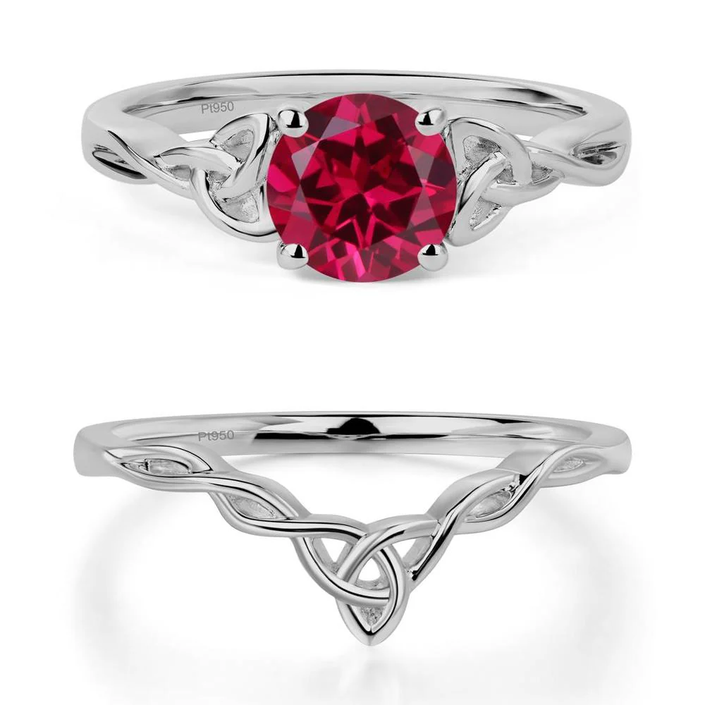 Round Cut Ruby Celtic Ring - Image 25
