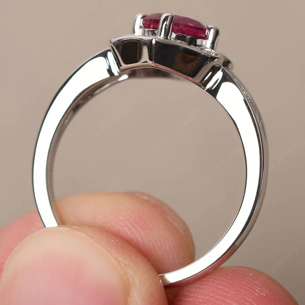 Round Cut Ruby Dainty Engagement Ring - Image 4