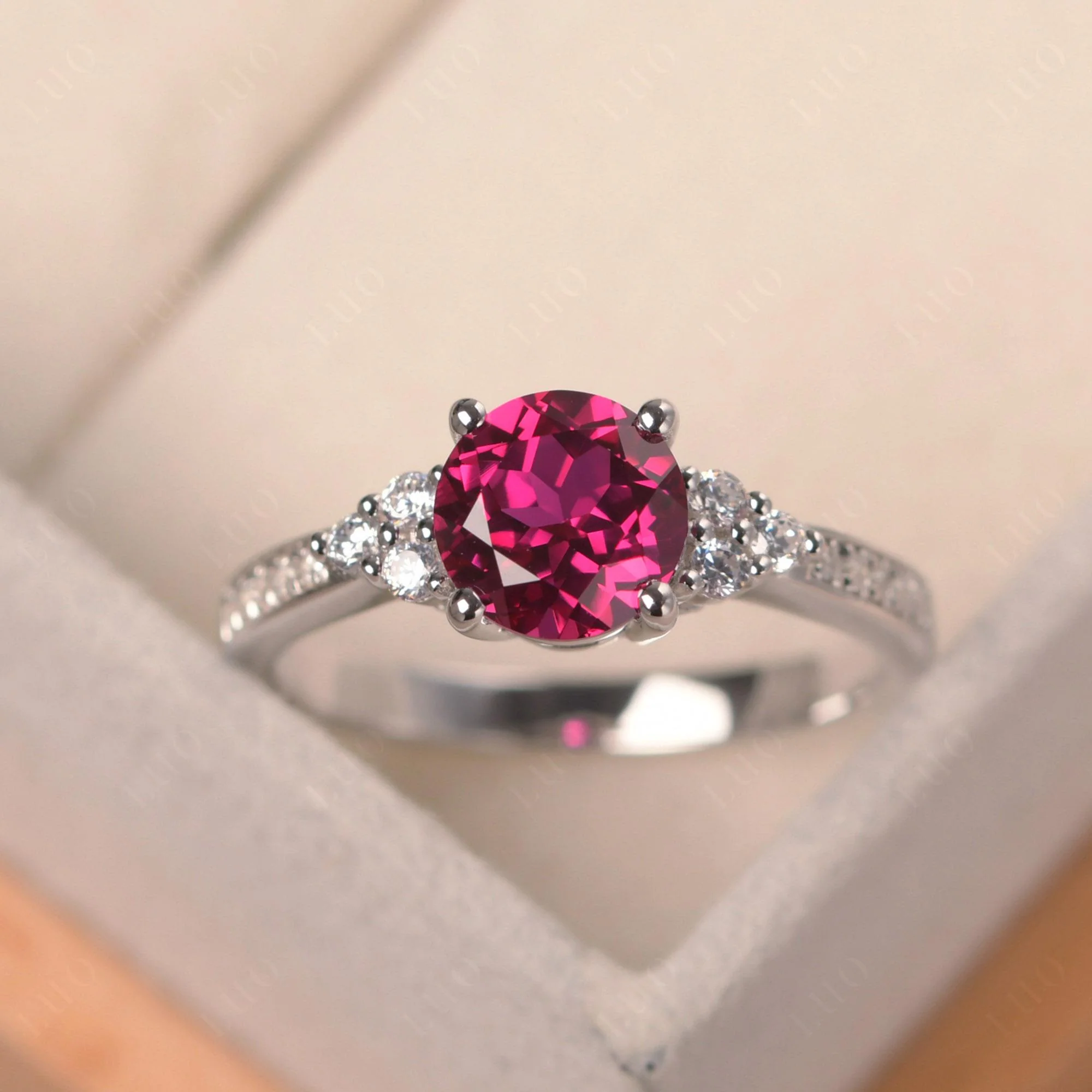 Round Cut Ruby Engagement Ring - Image 29