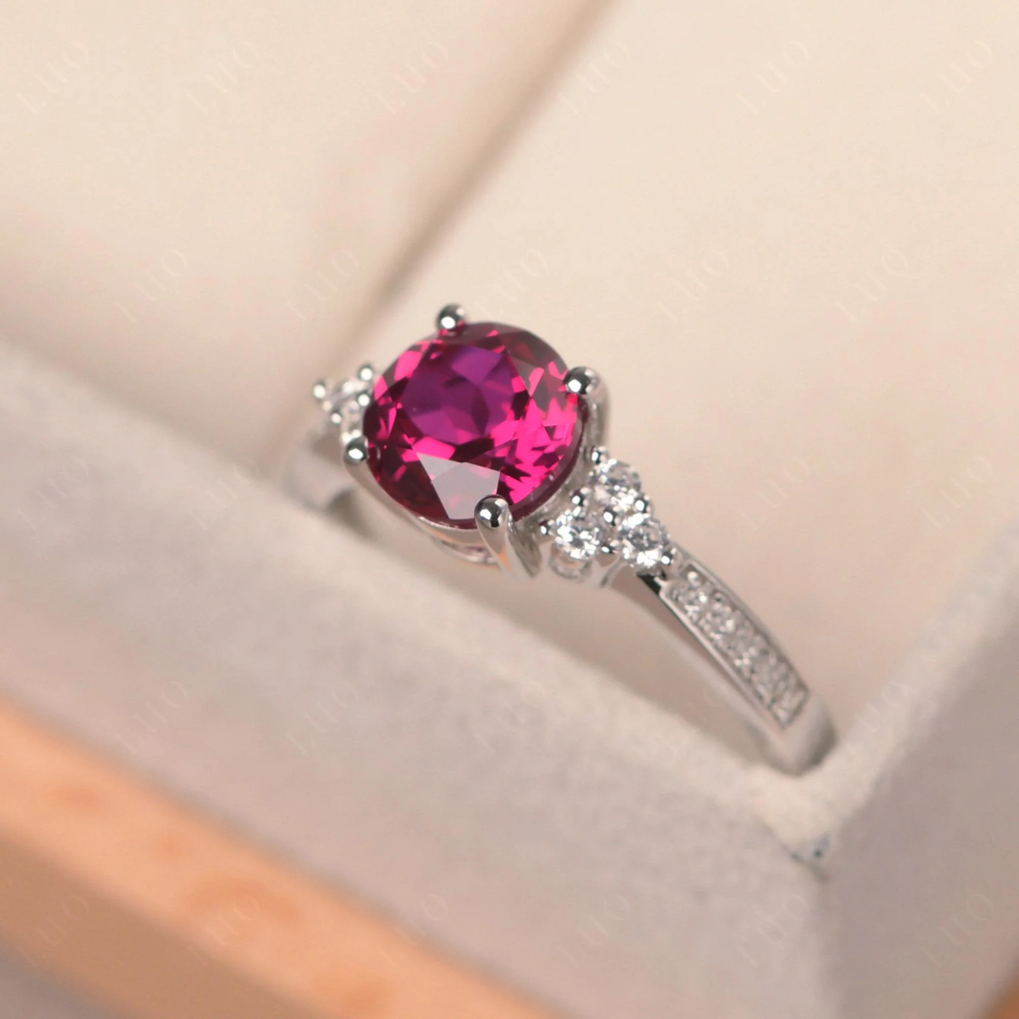 Round Cut Ruby Engagement Ring - Image 30