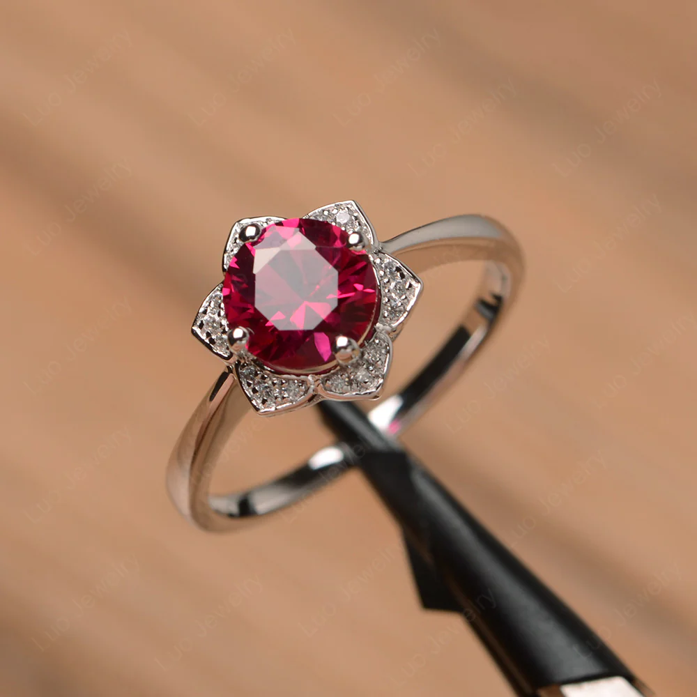 Ruby Lotus Flower Ring