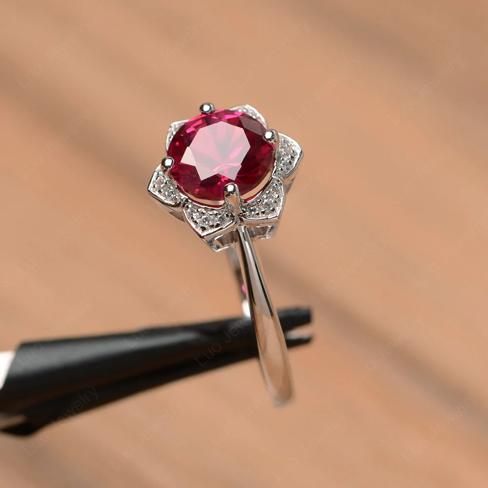 Ruby Lotus Flower Ring - Image 2