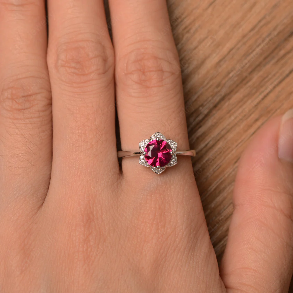 Ruby Lotus Flower Ring - Image 4