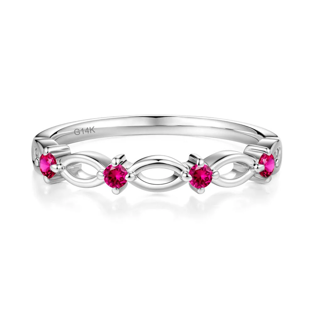 Round Cut Ruby Infinity Ring