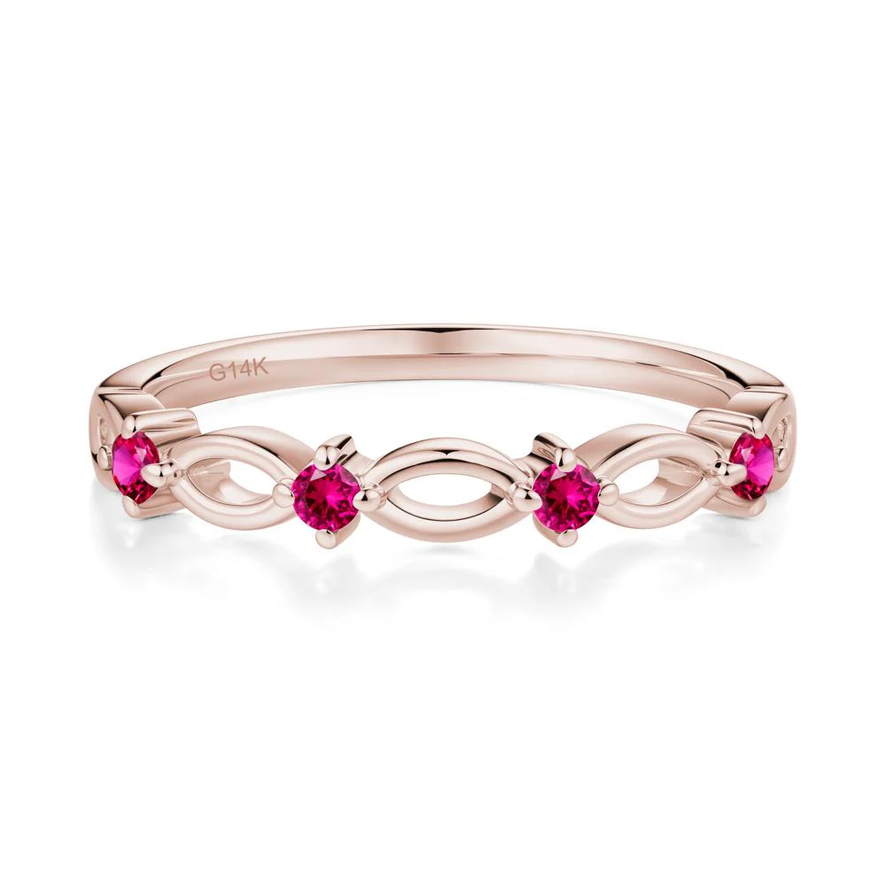 Round Cut Ruby Infinity Ring - Image 4