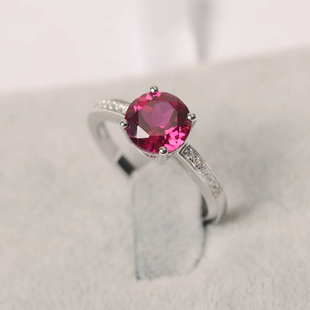 Round Cut Ruby Ring