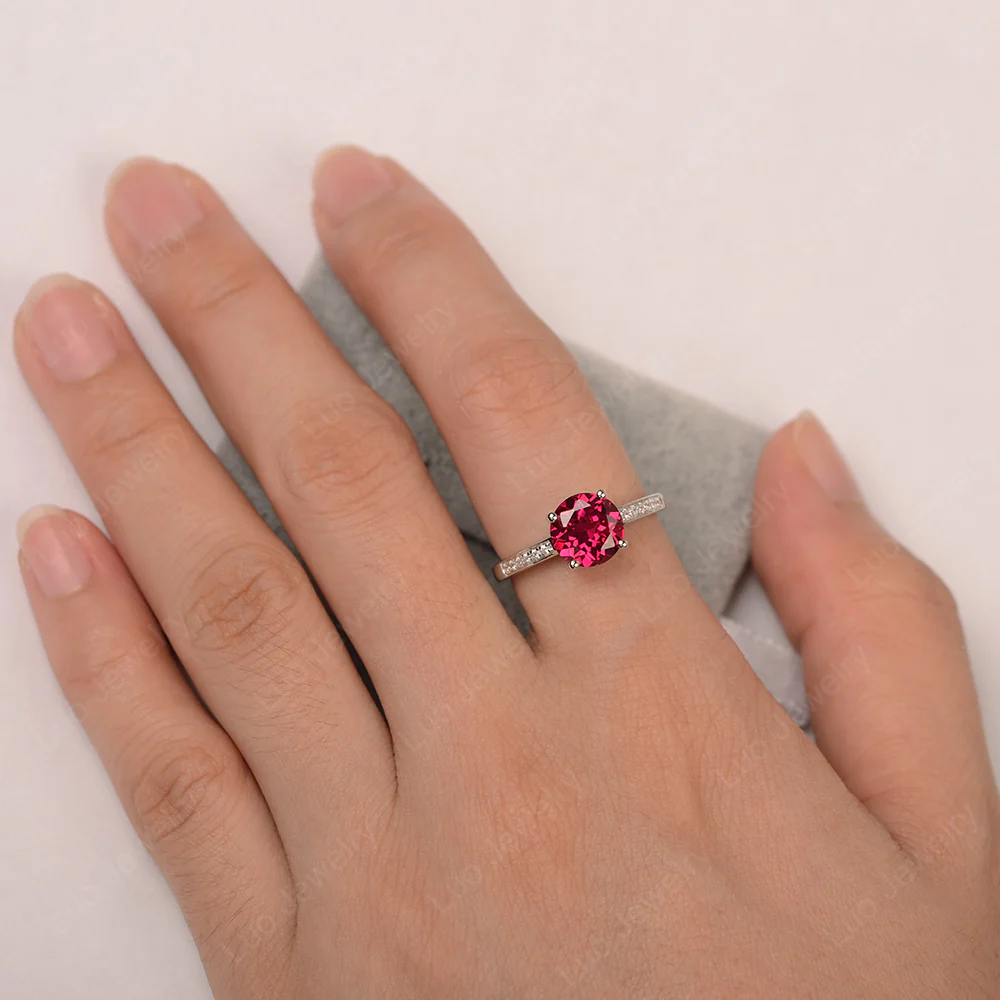Round Cut Ruby Ring - Image 2