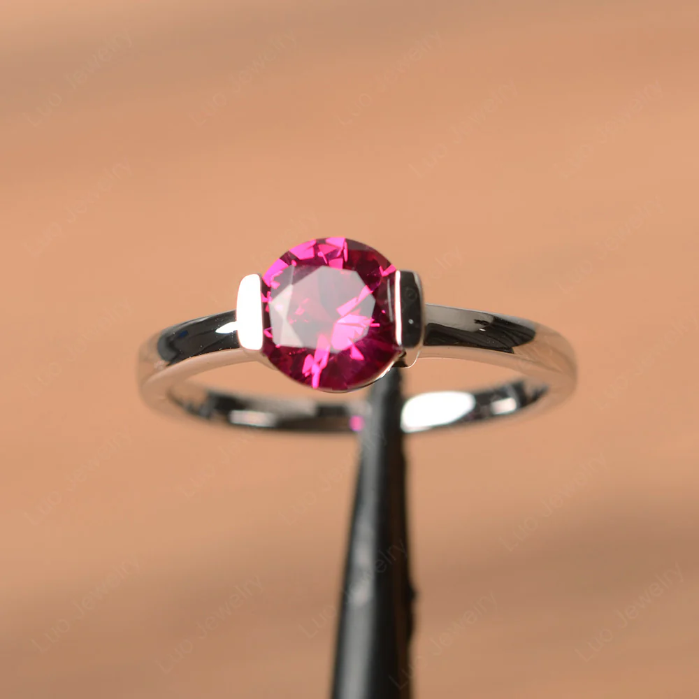 Ruby Half Bezel Engagement Ring