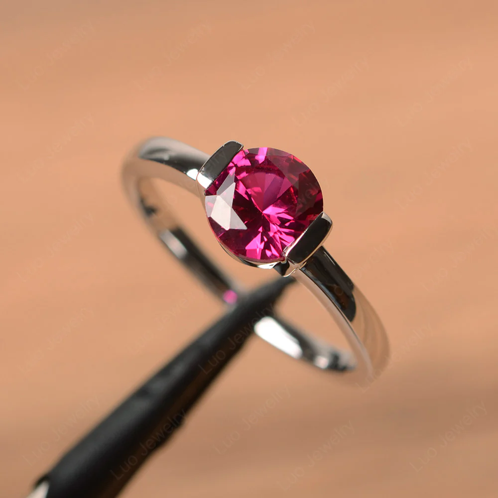 Ruby Half Bezel Engagement Ring - Image 2
