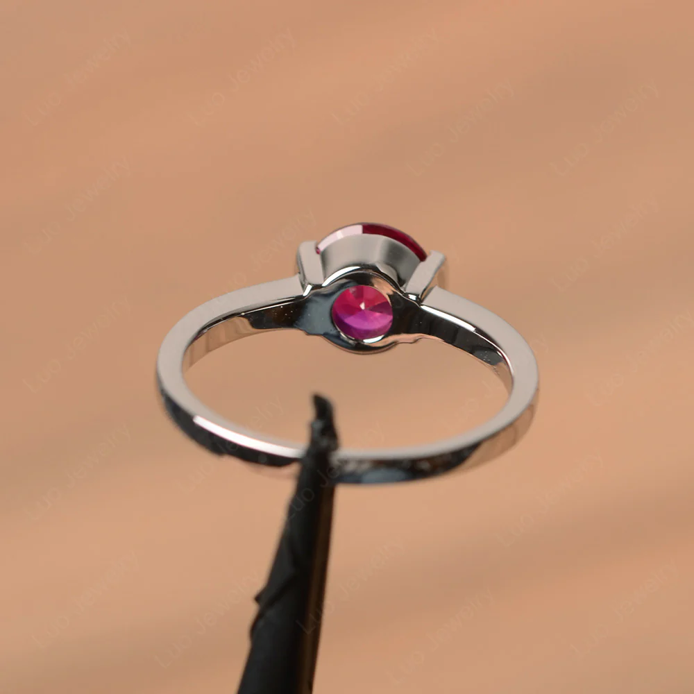 Ruby Half Bezel Engagement Ring - Image 3