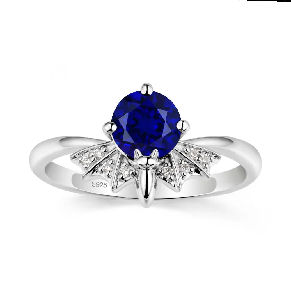 Round Cut Sapphire Bat Ring