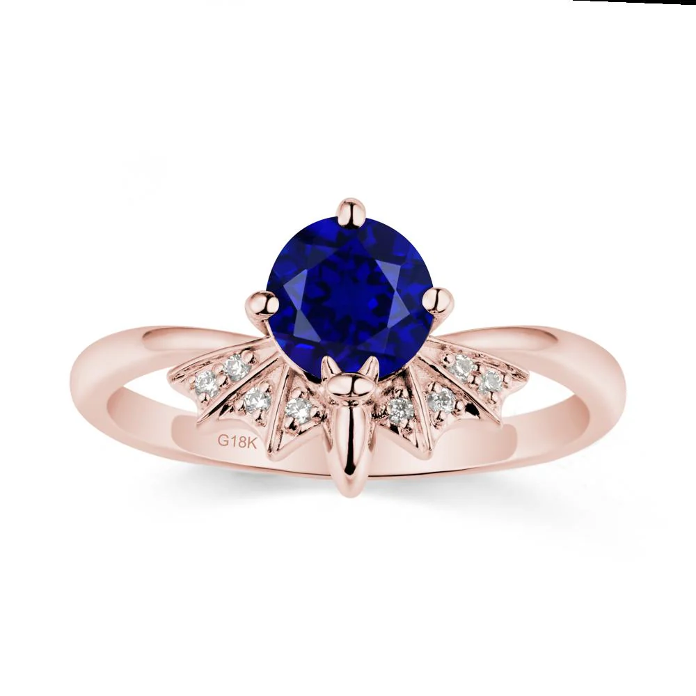 Round Cut Sapphire Bat Ring - Image 5
