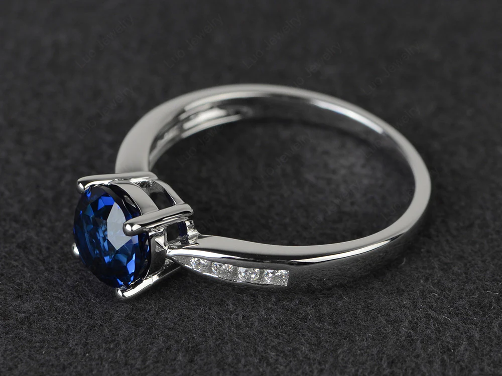 Sapphire Tapered Band Engagement Ring - Image 2