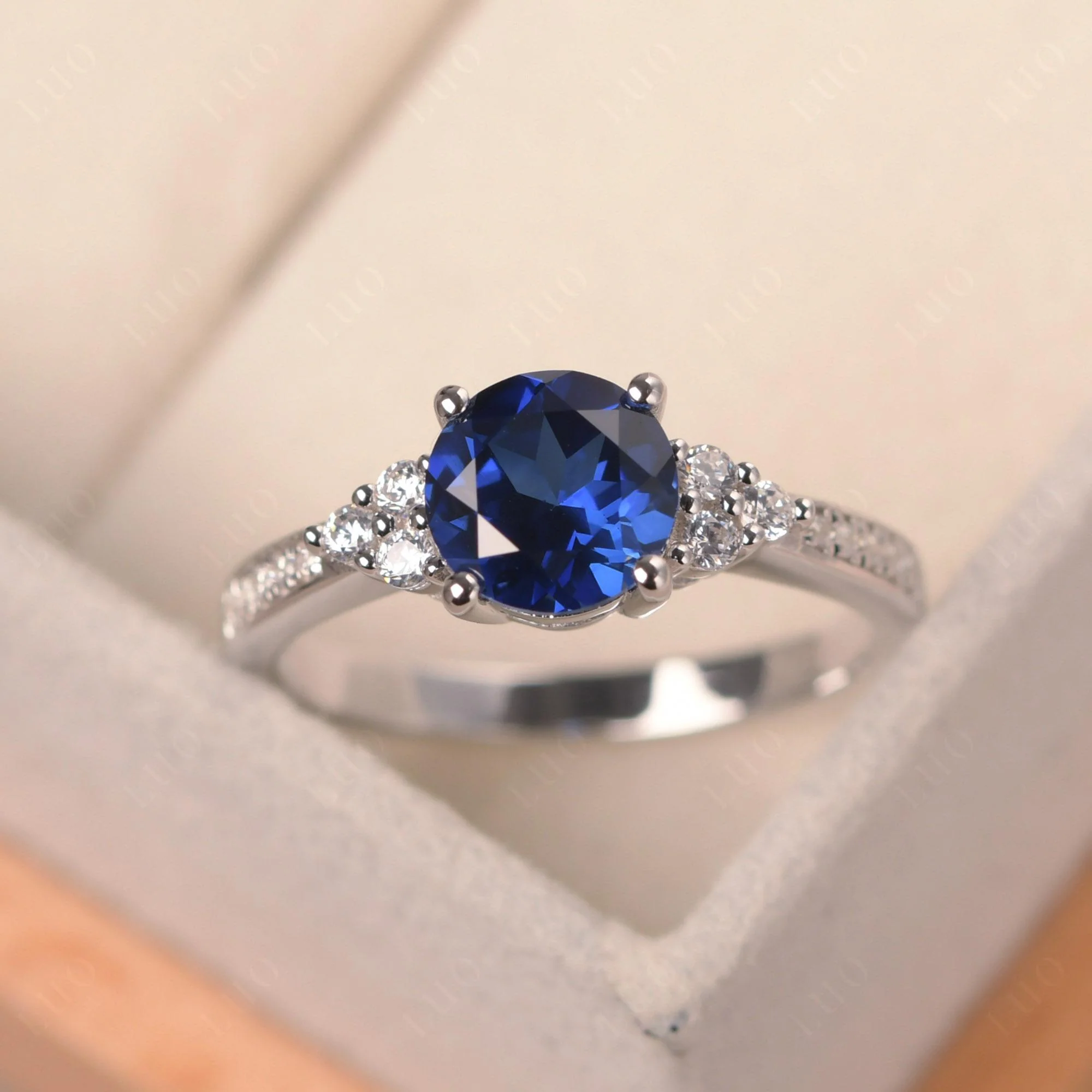 Round Cut Sapphire Engagement Ring - Image 29