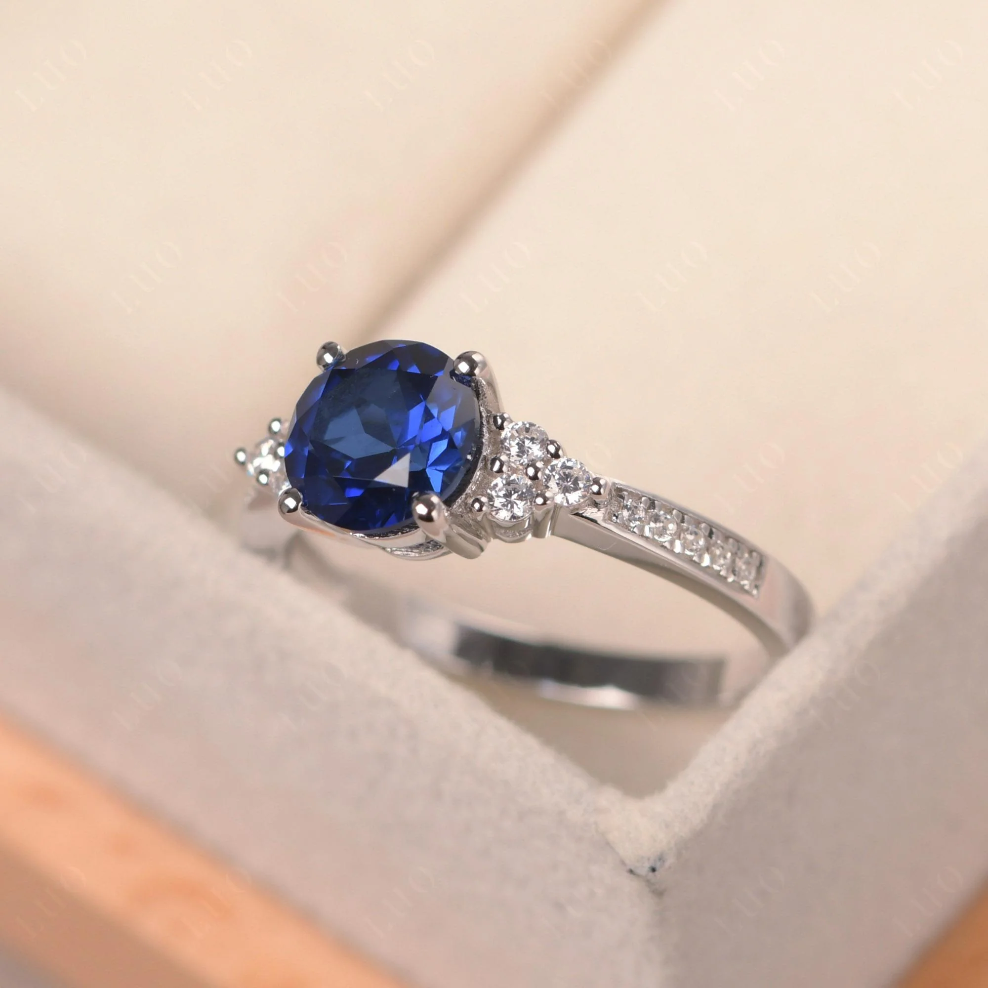 Round Cut Sapphire Engagement Ring - Image 30