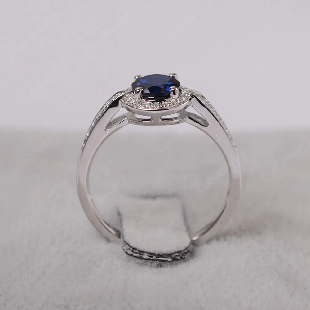 Round Cut Sapphire Halo Ring