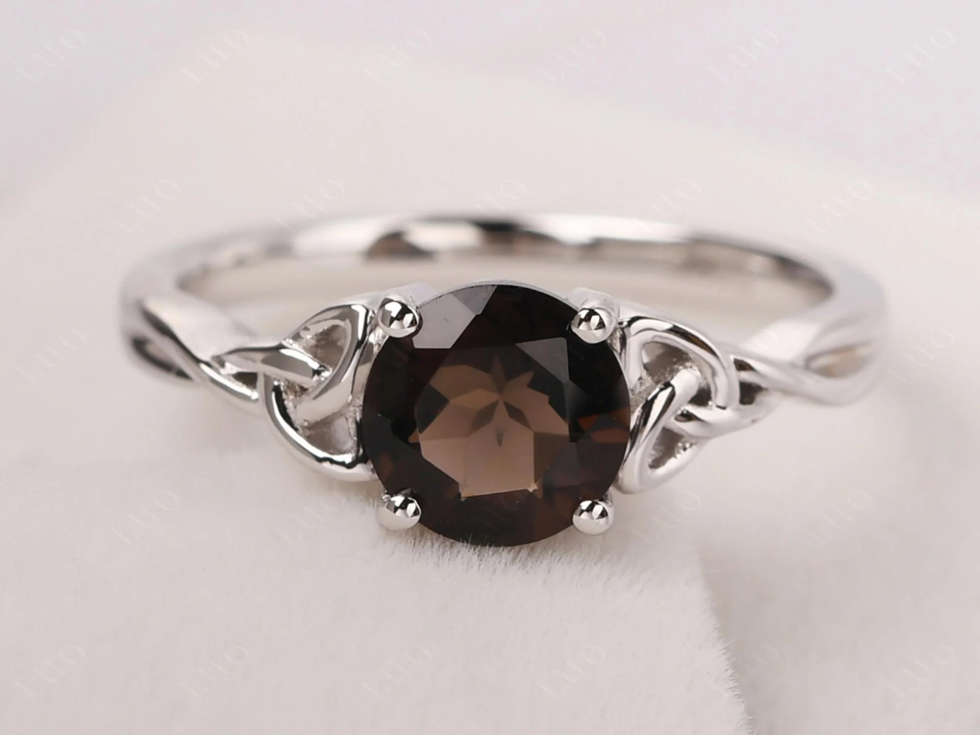 Round Cut Smoky Quartz Celtic Ring - Image 29