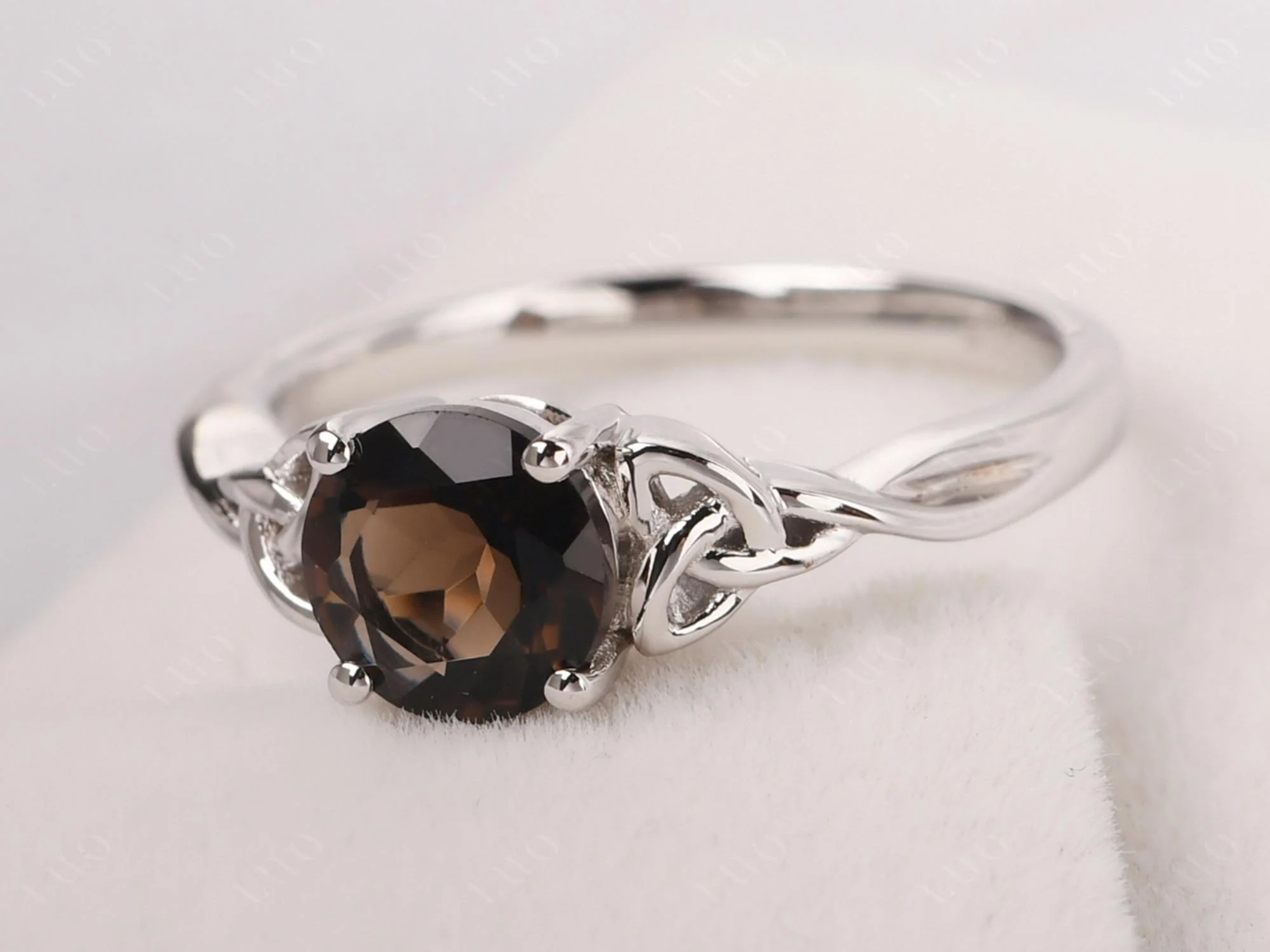 Round Cut Smoky Quartz Celtic Ring - Image 30