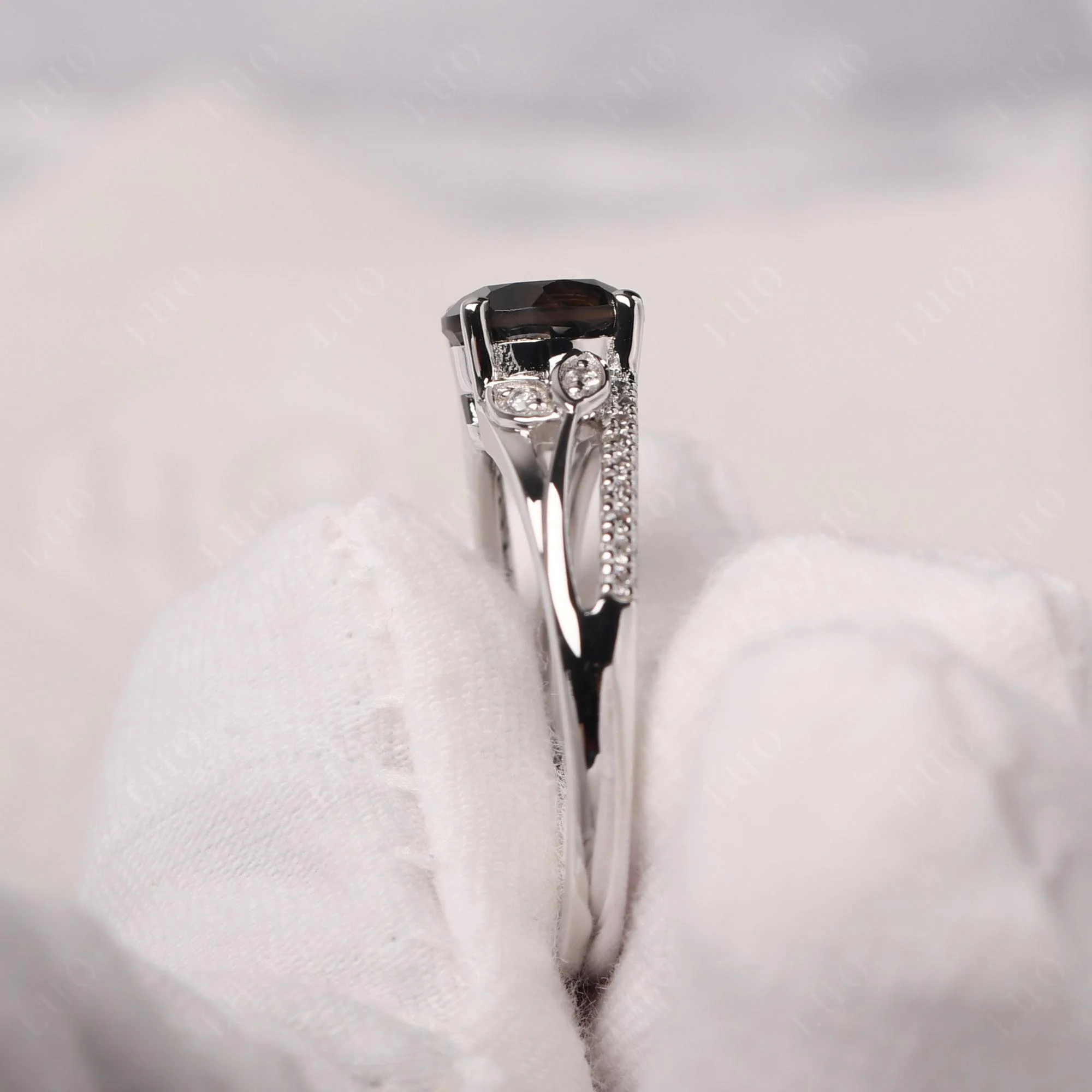 Leaf Inspired Smoky Quartz Engagement Ring - Image 13