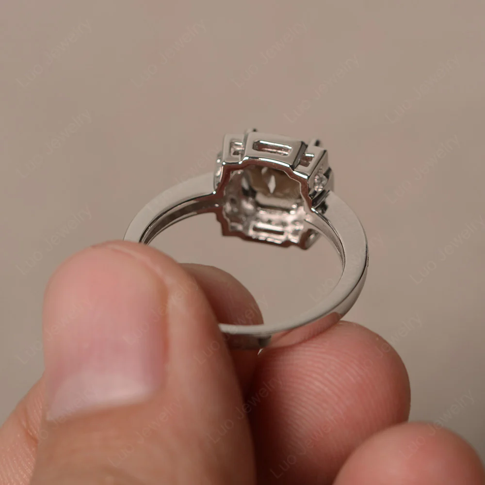 Round Cut Smoky Quartz Halo Engagement Ring - Image 2