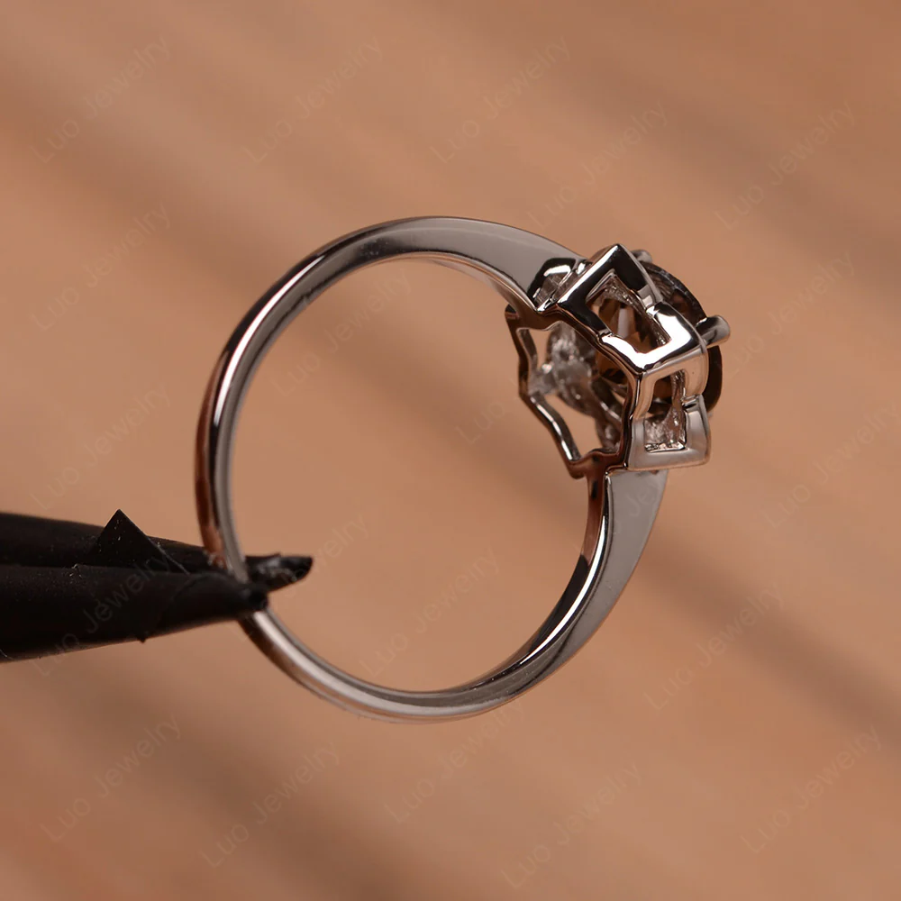 Smoky Quartz Lotus Flower Ring - Image 3