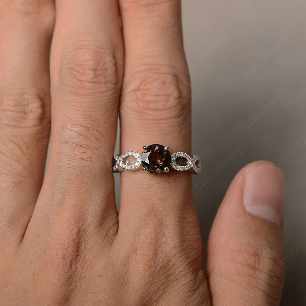 Smoky Quartz Infinity Promise Rings - Image 3