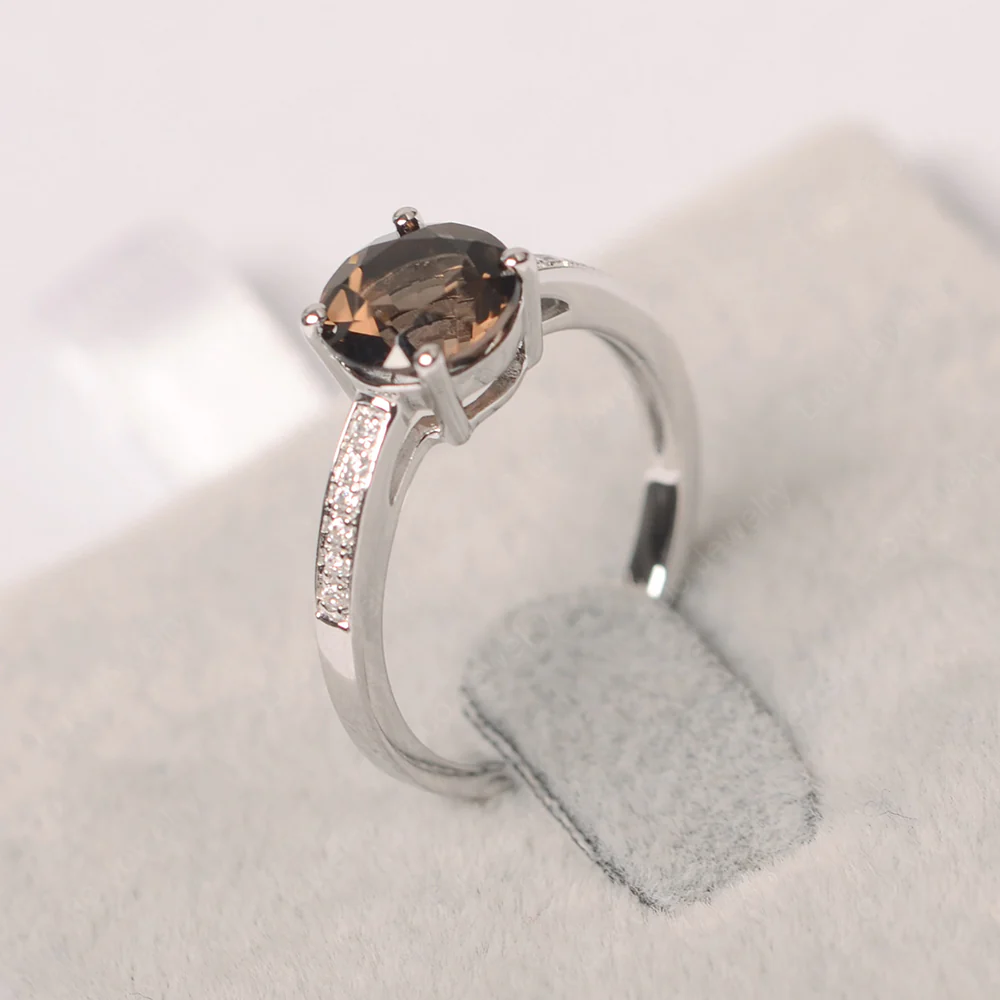 Round Cut Smoky Quartz Ring - Image 3