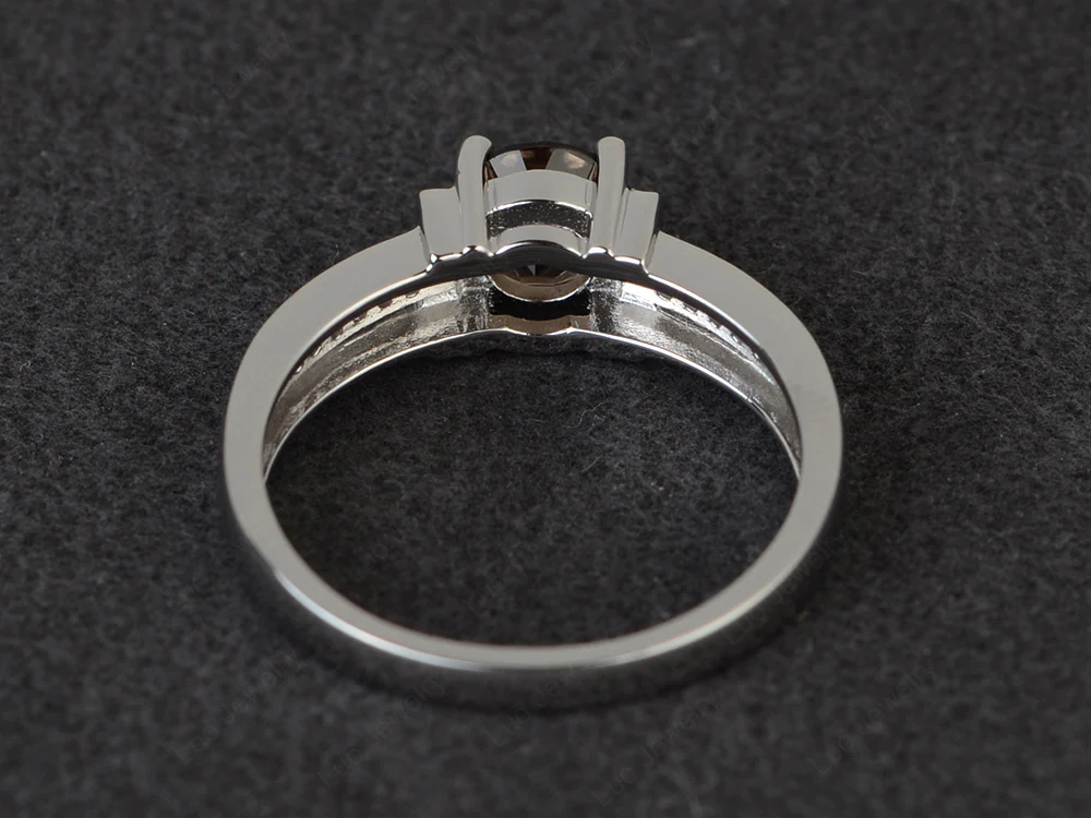 Smoky Quartz Triple Shank Engagement Ring - Image 3