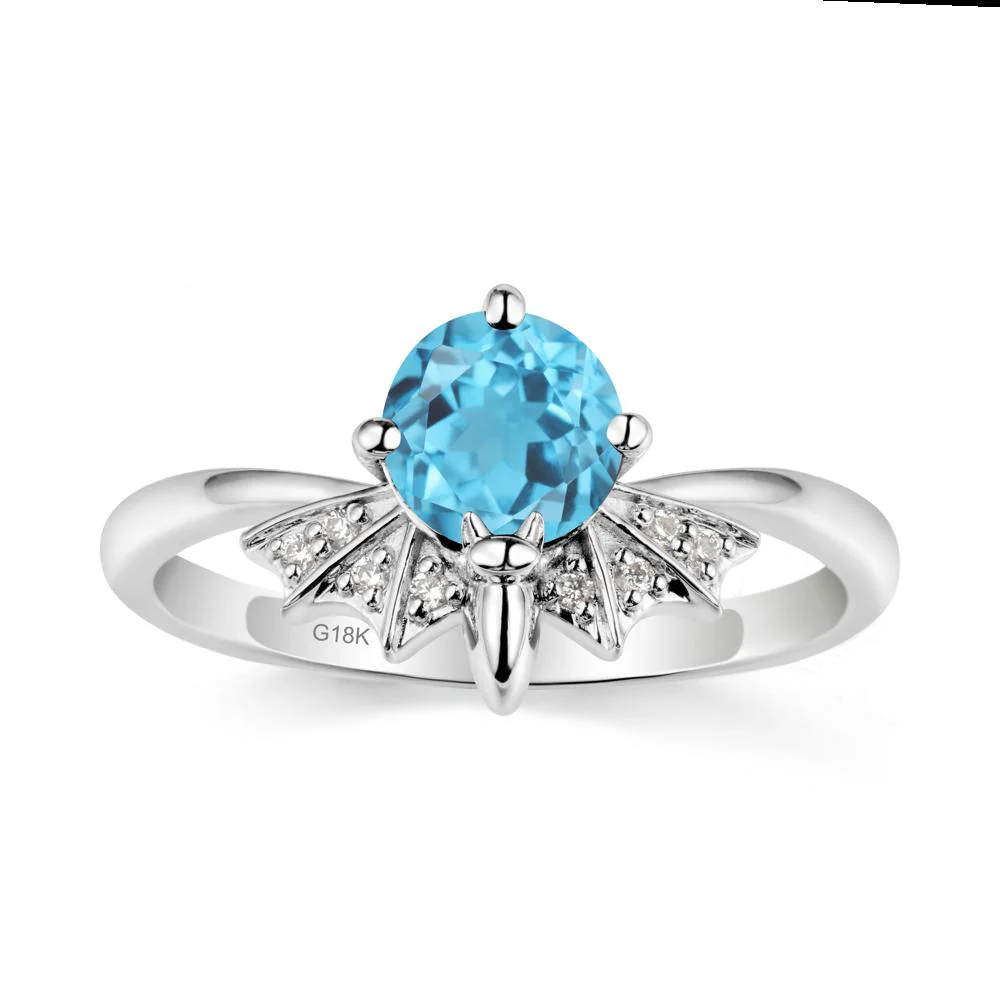 Round Cut Swiss Blue Topaz Bat Ring - Image 6
