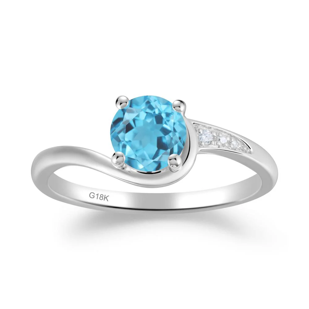 Round Cut Swiss Blue Topaz Bypass Ring - Image 5