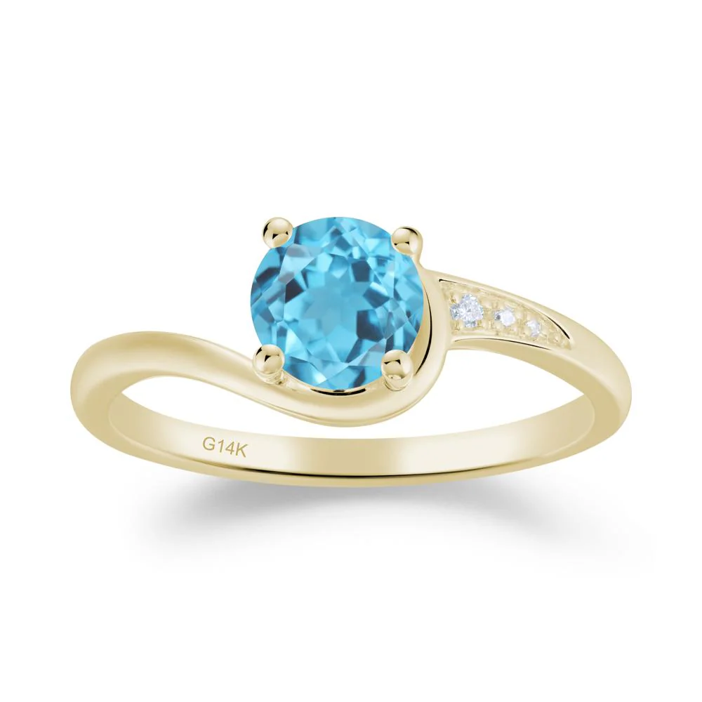 Round Cut Swiss Blue Topaz Bypass Ring - Image 7