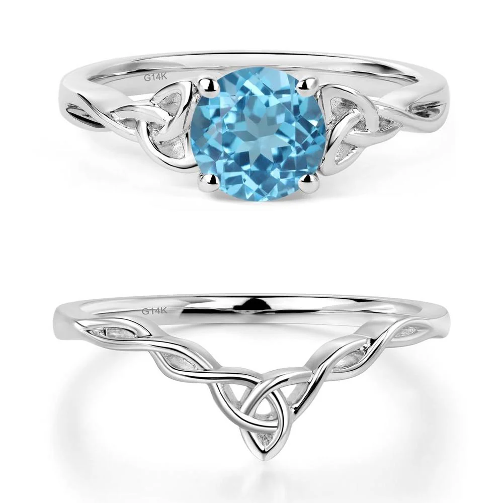 Round Cut Swiss Blue Topaz Celtic Ring - Image 13