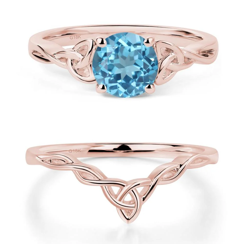 Round Cut Swiss Blue Topaz Celtic Ring - Image 17