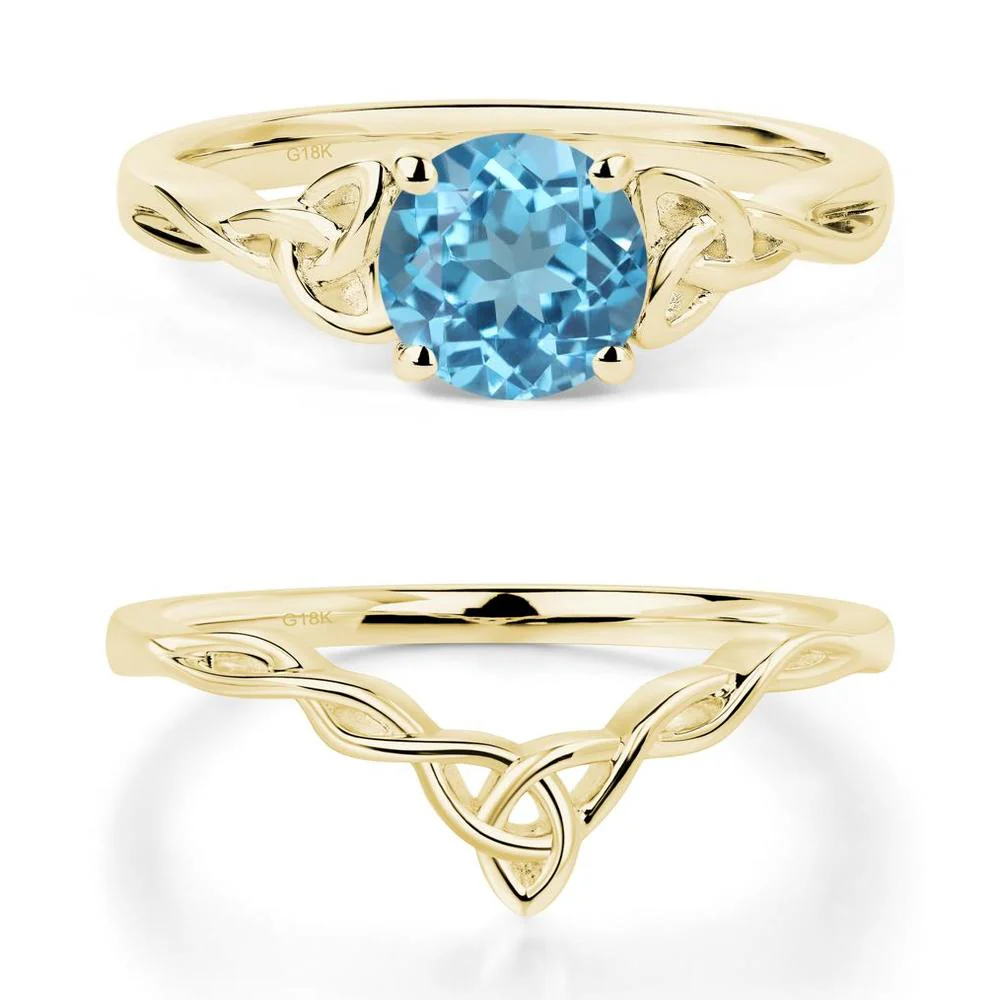 Round Cut Swiss Blue Topaz Celtic Ring - Image 21