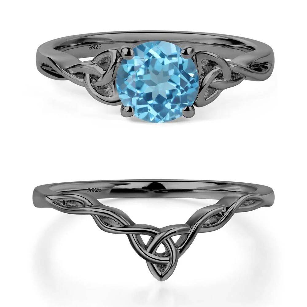 Round Cut Swiss Blue Topaz Celtic Ring - Image 23