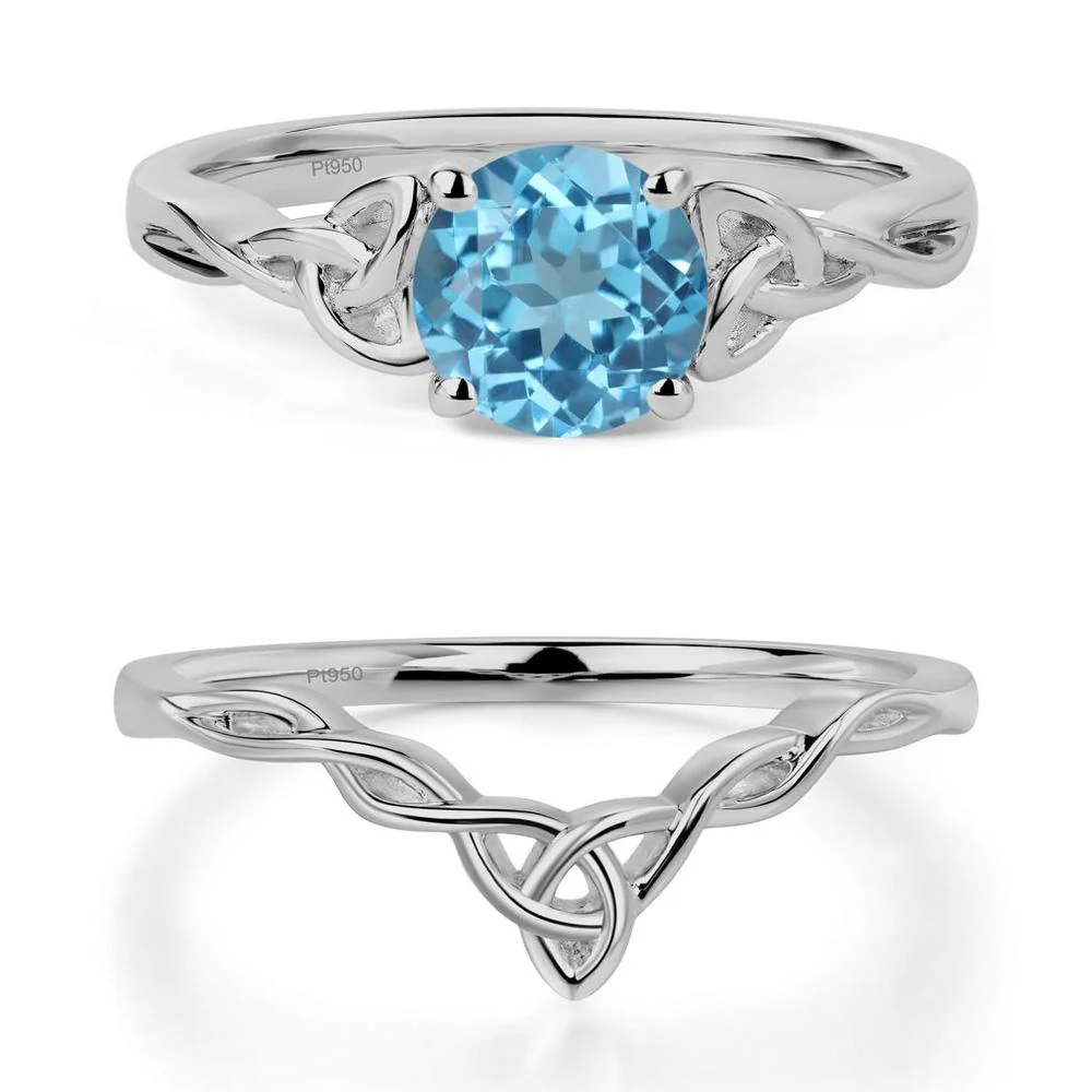 Round Cut Swiss Blue Topaz Celtic Ring - Image 25