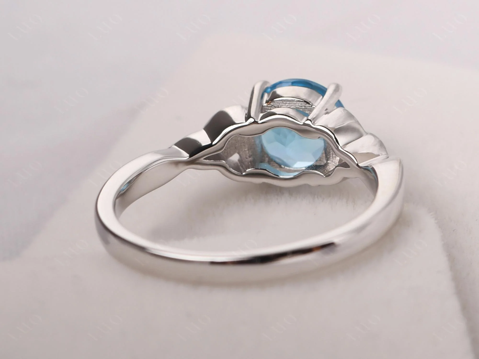Round Cut Swiss Blue Topaz Celtic Ring - Image 31