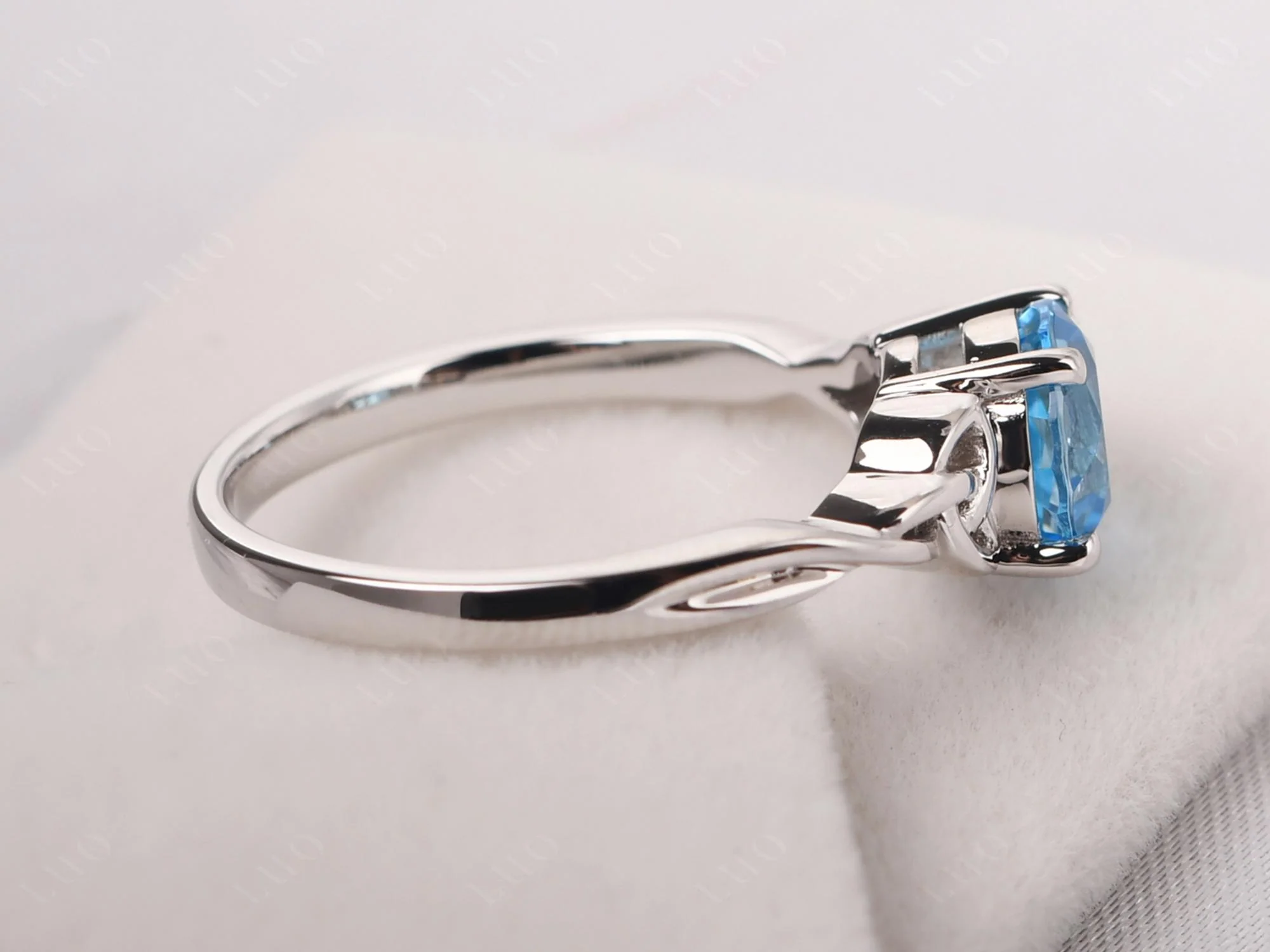 Round Cut Swiss Blue Topaz Celtic Ring - Image 32