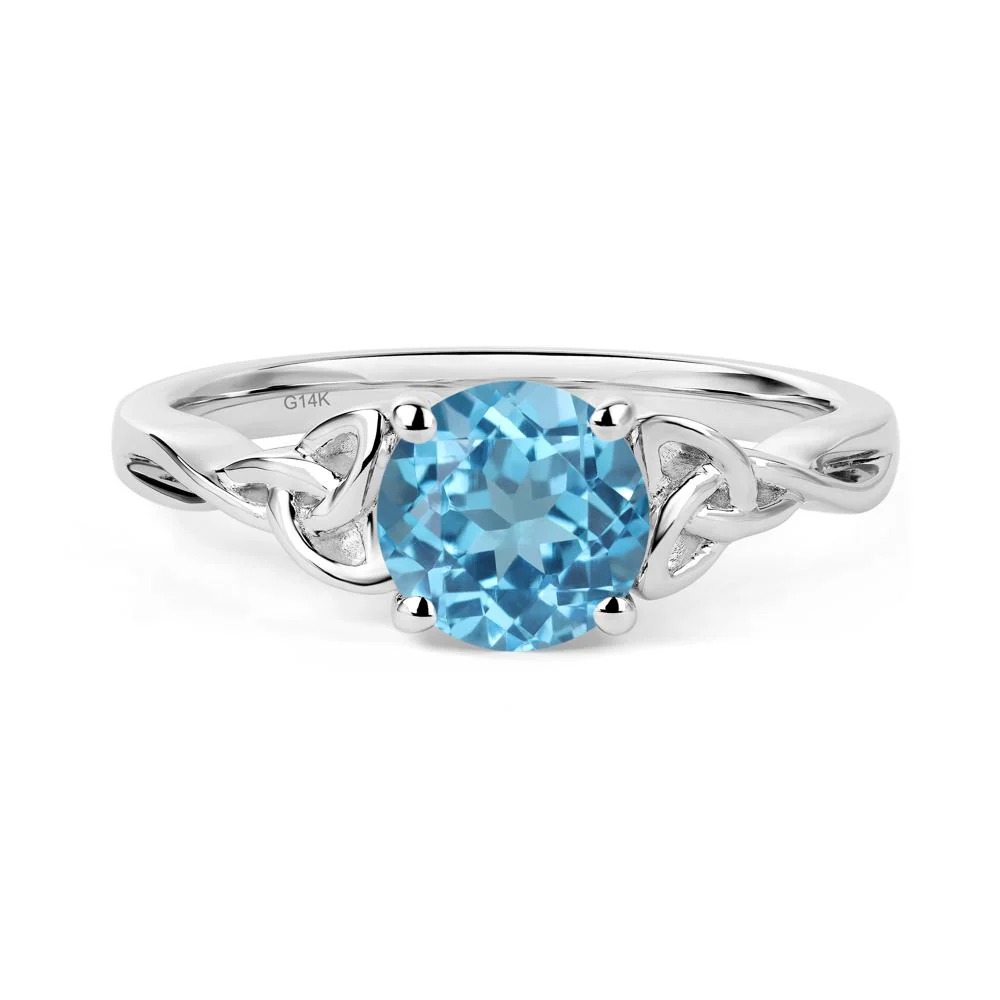 Round Cut Swiss Blue Topaz Celtic Ring - Image 5
