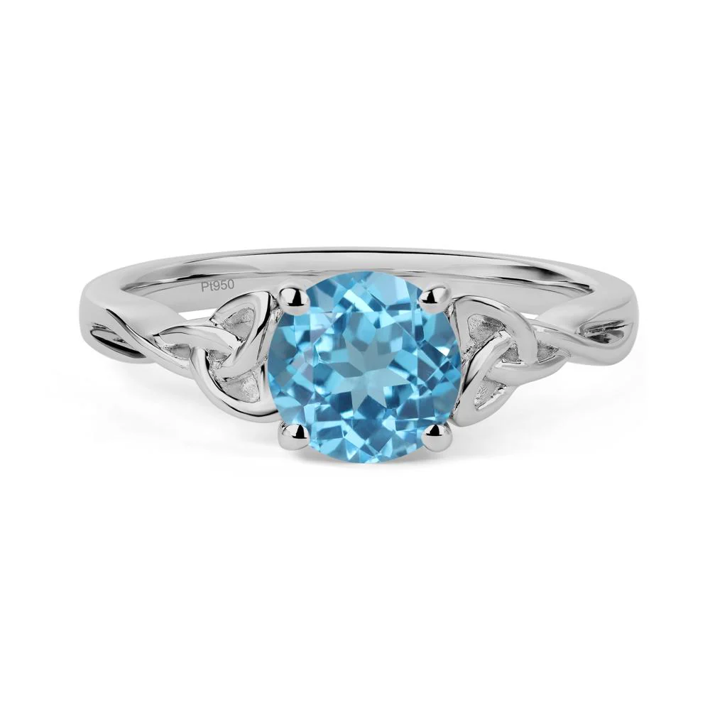 Round Cut Swiss Blue Topaz Celtic Ring - Image 8
